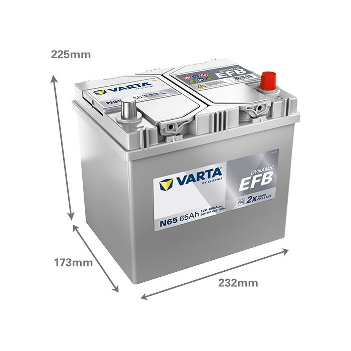 Batterie Start & Stop EFB Varta Dynamic N65 12 V 65 Ah 650 A – EFB