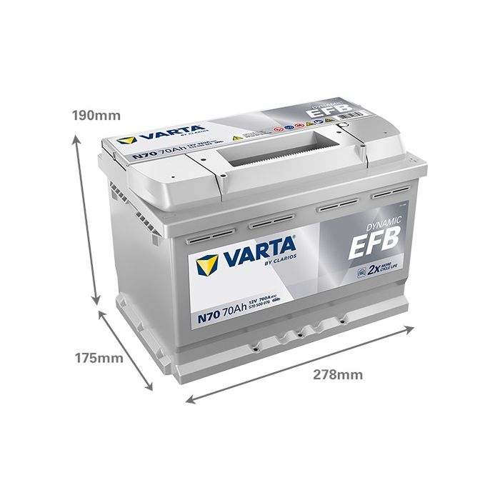Batterie Start & Stop EFB Varta Dynamic N70 12 V 70 Ah 760 A – EFB