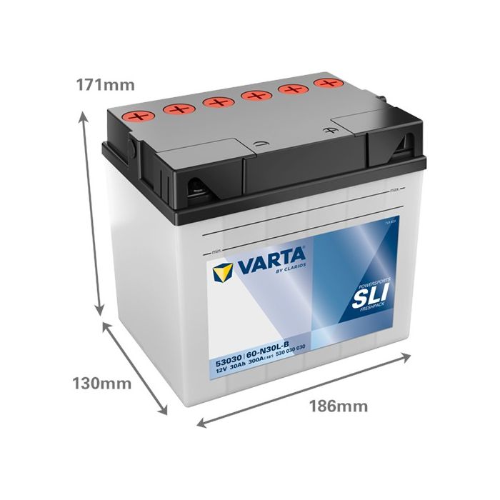 Batterie moto Varta Powersports 53030 12 V 30 Ah 300 A – Plomb-acide (électrolyte liquide)