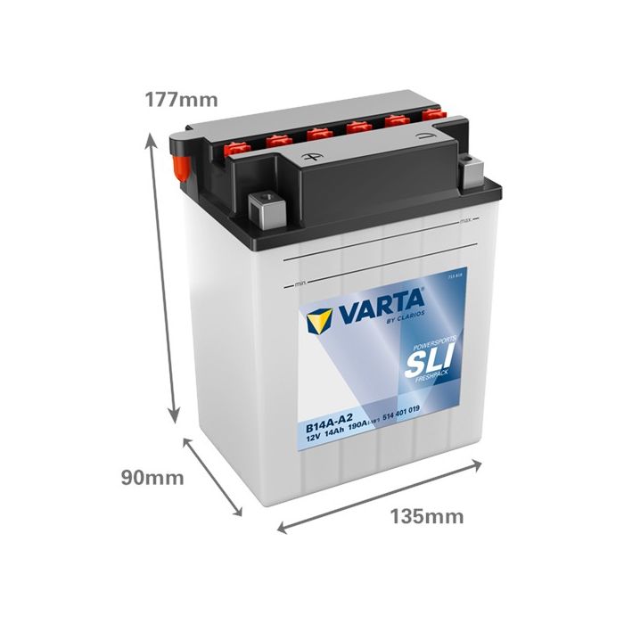 Batterie moto Varta Powersports YB14A-A2 12 V 14 Ah 190 A – Plomb-acide (électrolyte liquide)