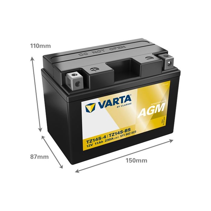 Batterie moto Varta Powersports TTZ14S-BS 12 V 11 Ah 230 A – AGM