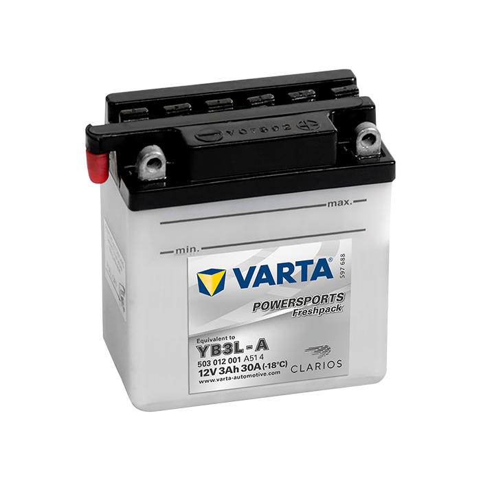 Batterie moto Varta Powersports YB3L-A 12 V 3 Ah 30 A – Plomb-acide (électrolyte liquide)