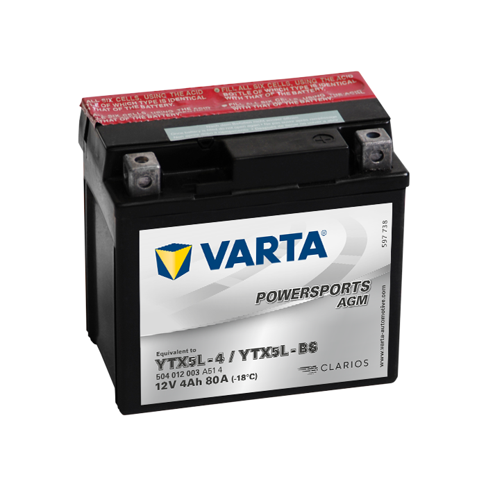 Batterie moto Varta Powersports YTX5L-BS 12 V 4 Ah 80 A – AGM
