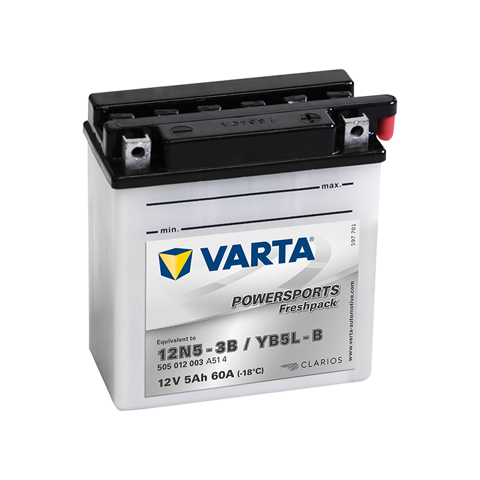 Batterie moto Varta Powersports Freshpack YB5L-B 12 V 5 Ah 60 A – Plomb-acide (électrolyte liquide)