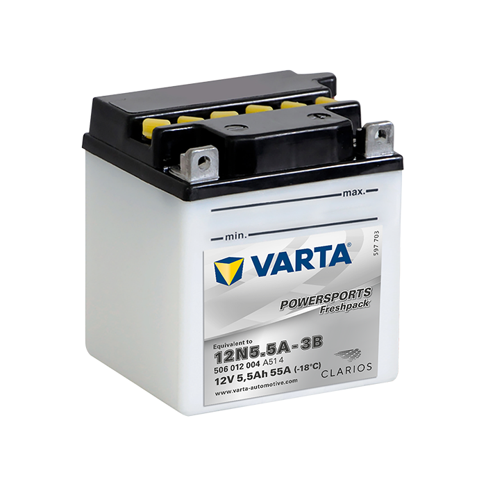 Batterie moto Varta Powersports 12N5.5A-3B 12 V 5,5 Ah 58 A – Plomb-acide (électrolyte liquide)
