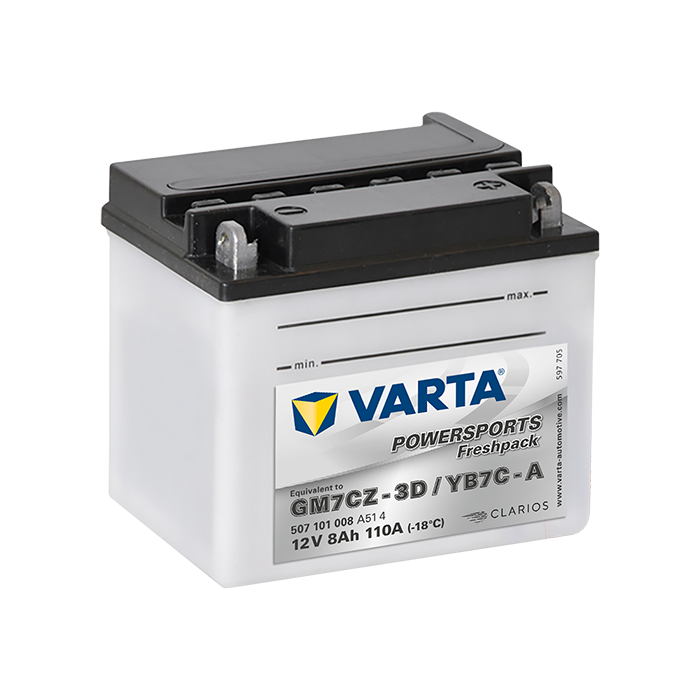 Batterie moto Varta Powersports YB7C-A 12 V 8 Ah 110 A – Plomb-acide (électrolyte liquide)