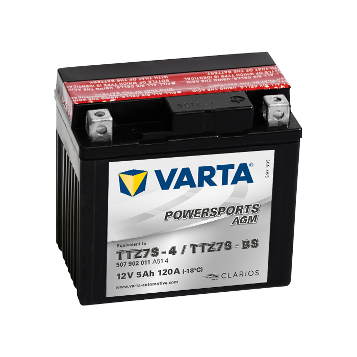 Batterie moto Varta Powersports AGM TTZ7S-BS 12 V 5 Ah 120 A – AGM
