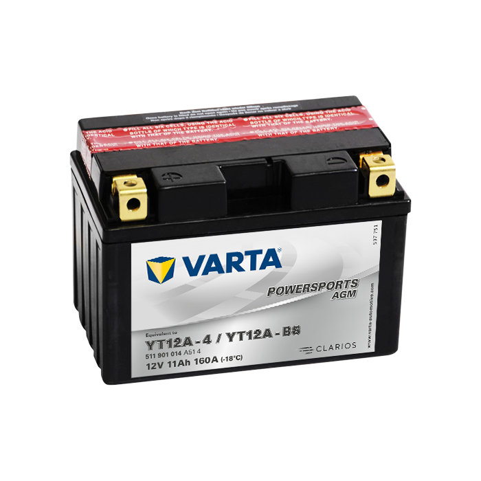 Batterie moto Varta Powersports YT12A-BS 12 V 11 Ah 160 A – AGM