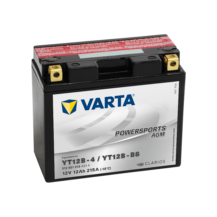 Batterie moto Varta Powersports YT12B-4 12 V 12 Ah 215 A – AGM