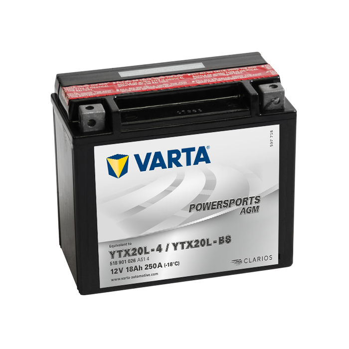 Batterie moto Varta Powersports AGM YTX20L-BS 12 V 18 Ah 250 A – AGM