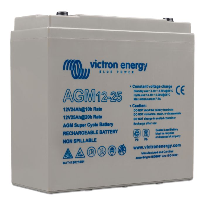 Batterie à décharge lente AGM Victron Super Cycle 12 V 25 Ah (M5) – Semi-traction AGM