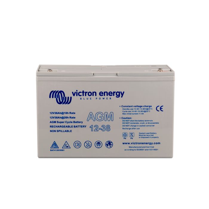Batterie à décharge lente AGM Victron Energy Super Cycle 12 V 38 Ah – Semi-traction AGM