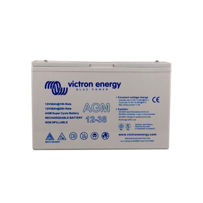 Batterie à décharge lente AGM Victron Energy Super Cycle 12 V 38 Ah – Semi-traction AGM