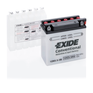 Batterie moto Exide 12N5.5-3B 12 V 6 Ah 45 A – Plomb-acide (électrolyte liquide)