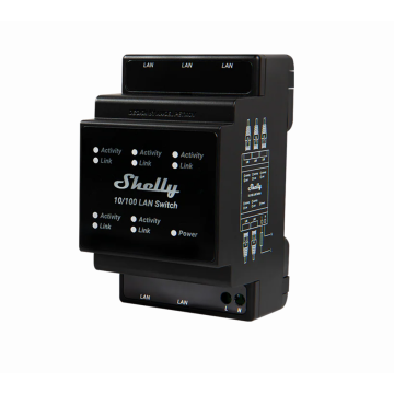 Switch Ethernet Shelly 5 ports RJ45 pour rail DIN 