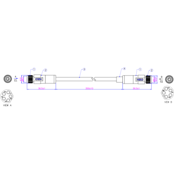 Câble CAN M8 femelle 5 broches 0,35 m ACES Energy AC-2M8-35 