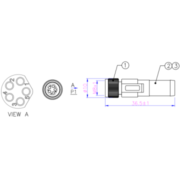 Résistance de terminaison CAN bus 120 Ω ACES Energy M8 femelle 5 broches 