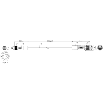 Câble CAN-bus M8 femelle vers M12 mâle NMEA 2000 ACES Energy 0,5 m 