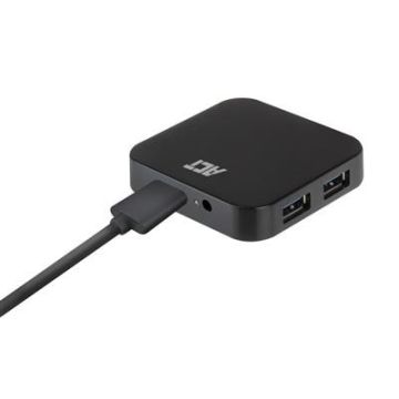 Hub USB 3.2 Gen1 4 ports USB-A noir avec adaptateur secteur 