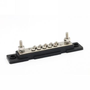 Barre de distribution DC 2 x M6 et 10 x M4 noire avec capot 