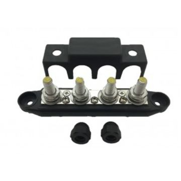 Barre de distribution DC noire 4x M10 + 3x M4 avec capot 