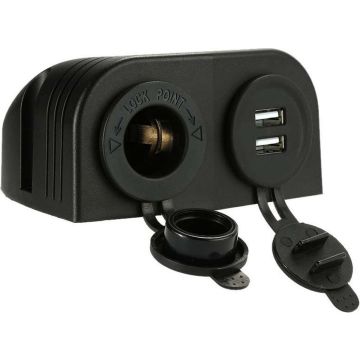 Prise en saillie double USB et allume-cigare 12 V / 24 V 