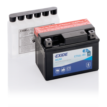 Batterie moto Exide Bike AGM ETX4L-BS 12 V 3 Ah 50 A – AGM