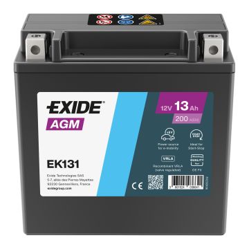 Batterie auxiliaire AGM Exide EK131 12 V 13 Ah 200 A – AGM