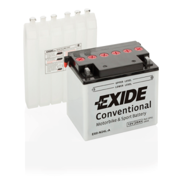 Batterie moto Exide E60-N24L-A 12 V 28 Ah 280 A – Plomb-acide (électrolyte liquide)