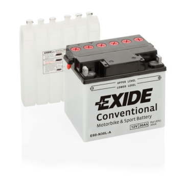 Batterie moto Exide E60-N30L-A 12 V 30 Ah 300 A – Plomb-acide (électrolyte liquide)