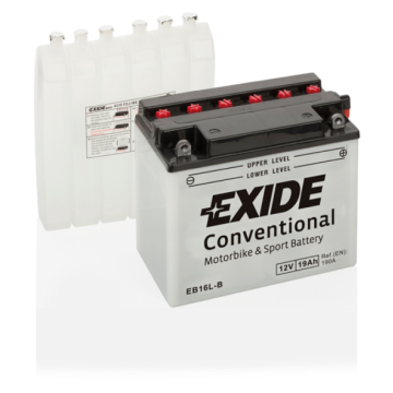 Batterie moto Exide EB16L-B 12 V 19 Ah 190 A – Plomb-acide (électrolyte liquide)