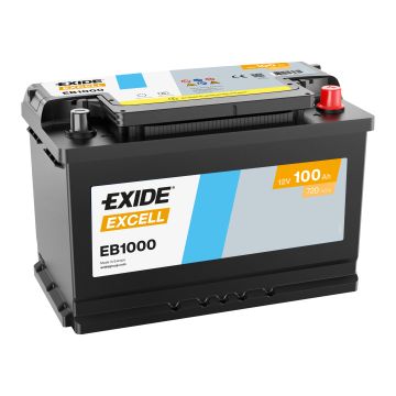 Batterie de démarrage Exide Excell EB1000 12 V 100 Ah 720 A – Plomb-acide (sans entretien)