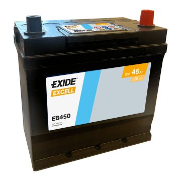 Batterie de démarrage Exide Excell EB450 12 V 45 Ah 330 A – Plomb-acide (sans entretien)
