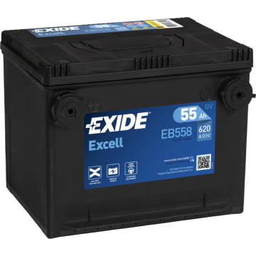 Batterie de démarrage Exide Excell EB558 12 V 55 Ah 620 A – Plomb-acide (sans entretien)
