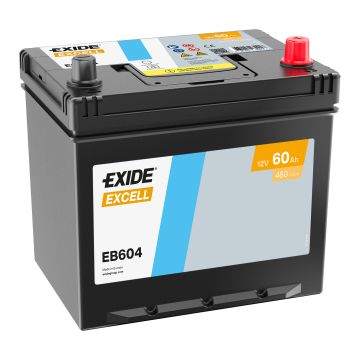 Batterie de démarrage Exide Excell EB604 12 V 60 Ah 480 A – Plomb-acide (sans entretien)