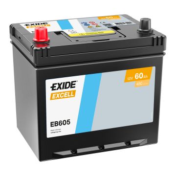 Batterie de démarrage Exide Excell EB605 12 V 60 Ah 480 A – Plomb-acide (sans entretien)