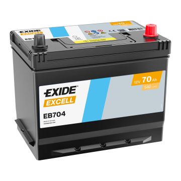 Batterie de démarrage Exide Excell EB704 12 V 70 Ah 540 A – Plomb-acide (sans entretien)