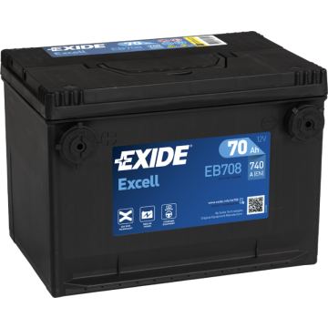 Batterie de démarrage Exide Excell EB708 12 V 70 Ah 740 A – Plomb-acide (sans entretien)