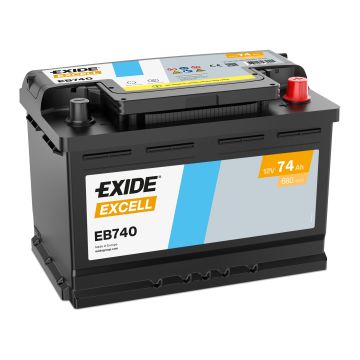Batterie de démarrage Exide Excell EB740 12 V 74 Ah 680 A – Plomb-acide (sans entretien)