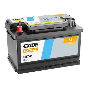Batterie de démarrage Exide Excell EB741 12 V 74 Ah 680 A – Plomb-acide (sans entretien)