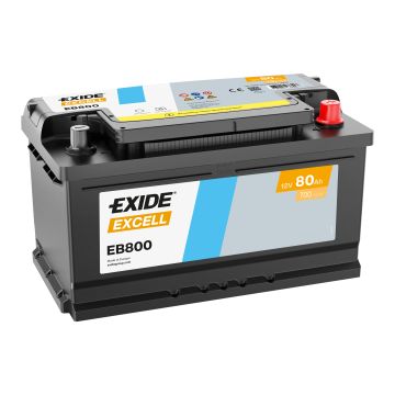 Batterie de démarrage Exide Excell EB800 12 V 80 Ah 640 A – Plomb-acide (sans entretien)