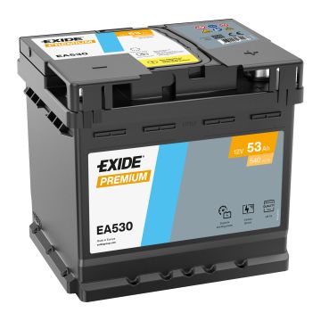 Batterie de démarrage Exide Premium EA530 12 V 53 Ah 540 A – Plomb-acide (sans entretien)