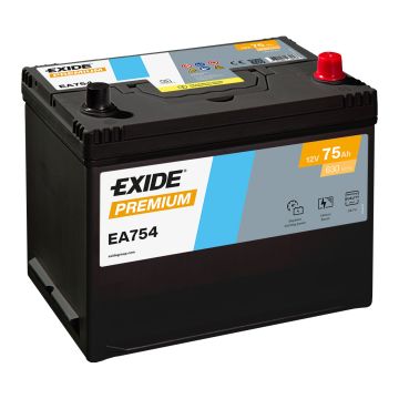 Batterie de démarrage Exide Premium EA754 12 V 75 Ah 630 A – Plomb-acide (sans entretien)