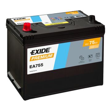 Batterie de démarrage Exide Premium EA755 12 V 75 Ah 630 A – Plomb-acide (sans entretien)