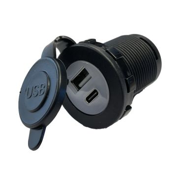 Prise USB double encastrable A + C 12 et 24 V sans LED 