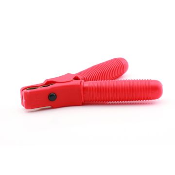 Pince de charge 100 A rouge bec droit isolée 120 mm 