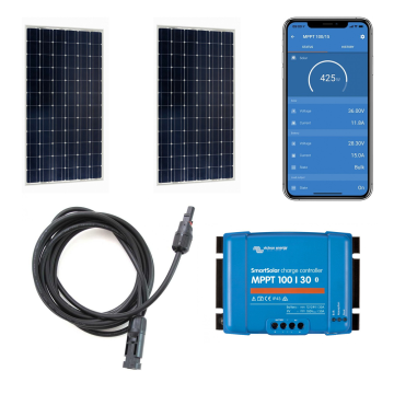 Kit solaire Victron Energy 380 W 2 panneaux 190 W régulateur MPPT 100/30 