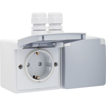 Prise double horizontale étanche IP55 Niko WCD 16 A 250 V 
