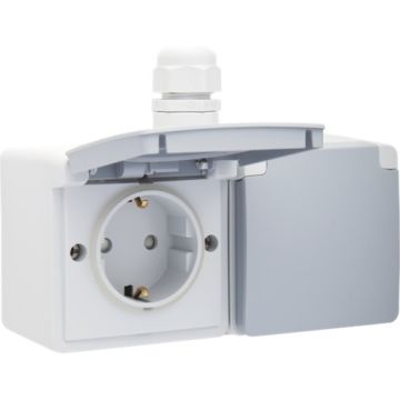 Prise de courant double horizontale Niko Hydro 16 A 250 V IP55 