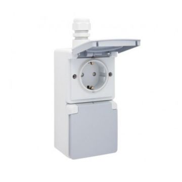 Prise de courant double verticale étanche Niko Hydro 16 A / 250 V IP55 